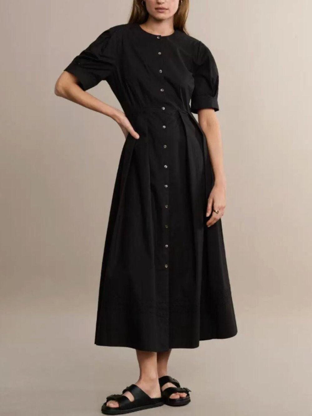 BEST Jenni Wayne Harper Midi Dress XS/S/M Black Noir Classic Quiet Lux